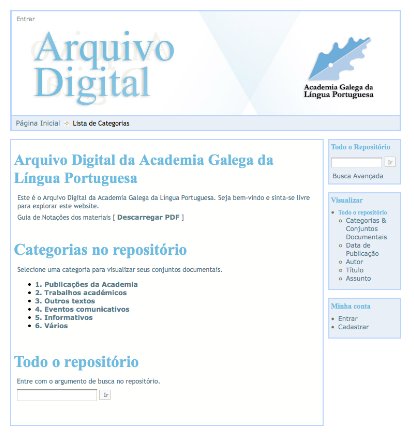 Capa do site do Arquivo Digital da AGLP